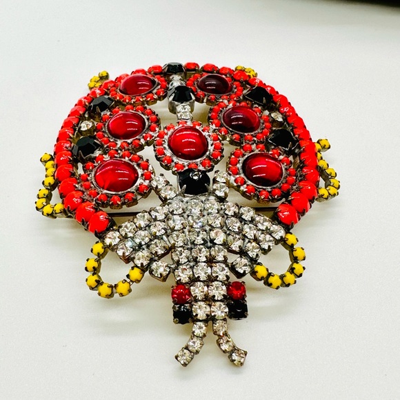 🐞 Huge Vintage Rhinestone Crystal Ladybug brooch - Picture 8 of 13